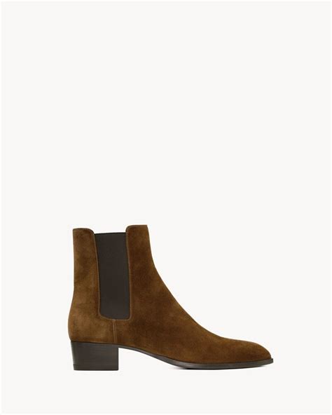 ysl wyatt boot dark brown|wyatt 40 suede chelsea boot.